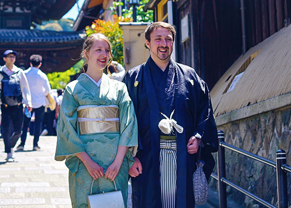 Visitors in Traditional Japanese Dress